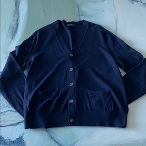 Brooks Brothers Wool Blue Button Front Cardigan